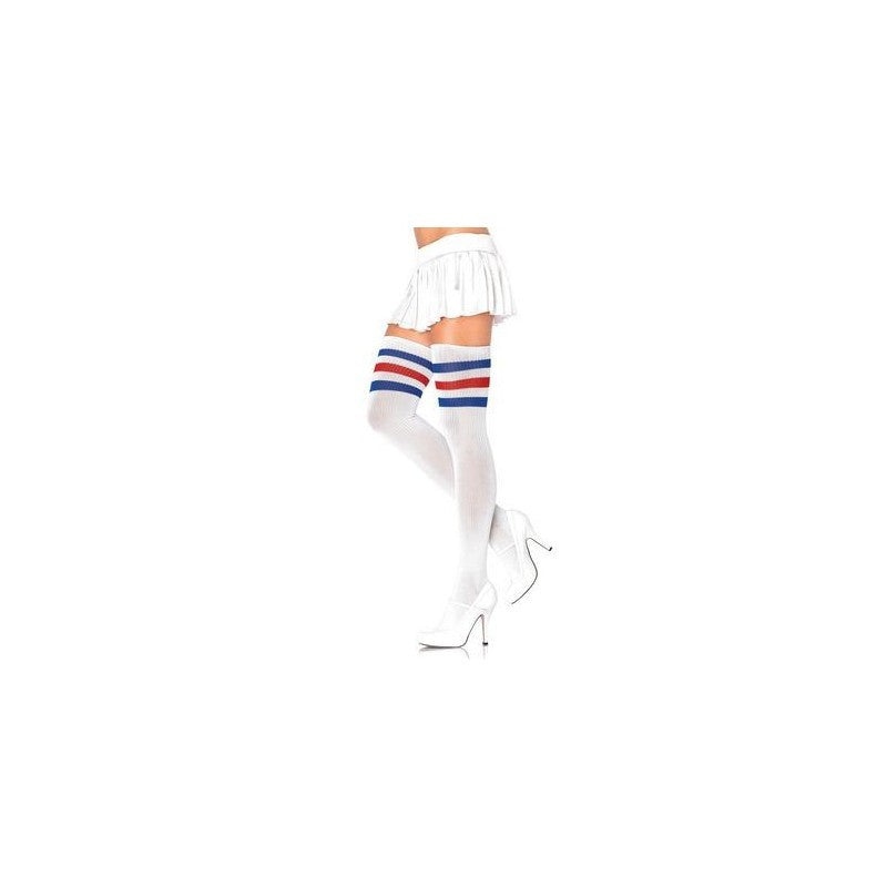 3 Stripes Athletic Ribbed Thigh Highs - One Size