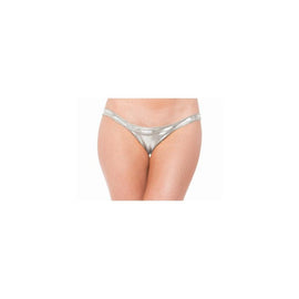Lame Exposed Side Panty -  Silver - One Size
