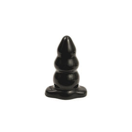 Large Triple Ripple Butt Plug - Black
