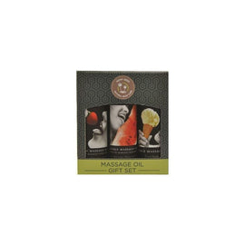 Edible Massage Oil Gift Set Box - Strawberry, Vanilla, and Watermelon 2 Oz. Each