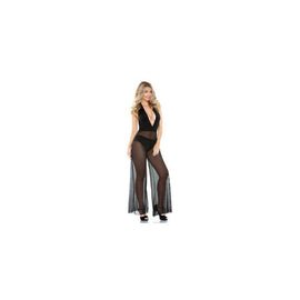 Halter Tie Jumpsuit - Black -  Medium - Large