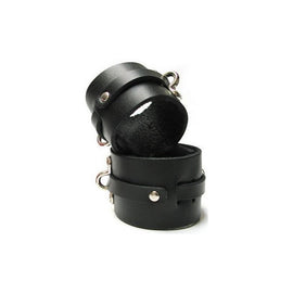 Bondage Basics Leather Wrist Cuffs - Black