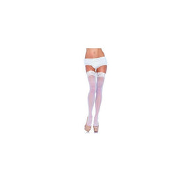 Lace Top Sheer Thigh High  - White - Queen Size