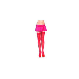 Lace Top Sheer Thigh High  - Red - One Size