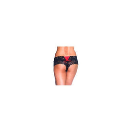Butterfly Lace Tanga Panty  - Black/red - Small - Medium