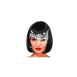 Daring Venetian Applique Eye  Mask - White