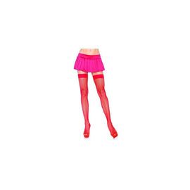 Fishnet Thigh Highs - Red  - One Size