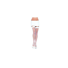 Fishnet Thigh Highs - White  - One Size