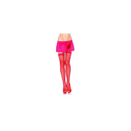 Lace Top Fishnet Stockings  - Red - One Size