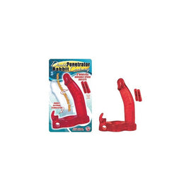Double Penetrator Rabbit Cockring - Red