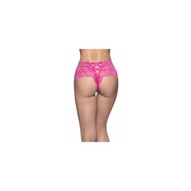 Crotchless Lace Boyshort - Pink - Large/extra  Large
