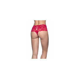 Crotchless Lace Boyshort - Red - 1x/2x