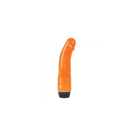 Glow In The Dark Jelly Penis Vibrator - Orange  6.75-inch