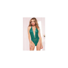 Floral Lace Teddy - Emerald -  One Size