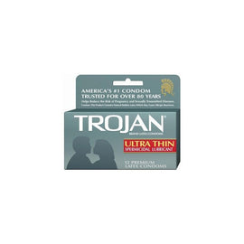 Trojan Ultra Thin Spermicidal Lubricant Condoms - 12 Pack